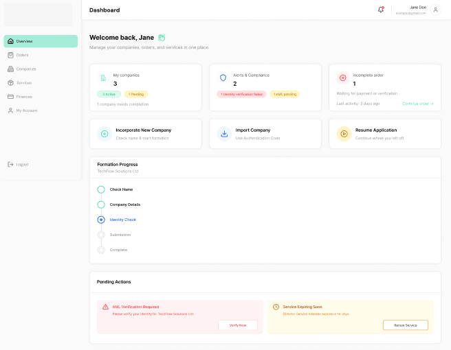 The AccountsBridge client portal dashboard